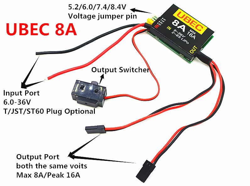 4S-6S 15-26v UBEC-8A BEC DUAL  - Hobby Queen Rc avis et prix